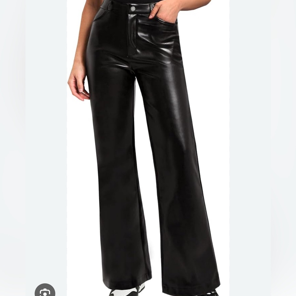 Women’s lined black leather pants